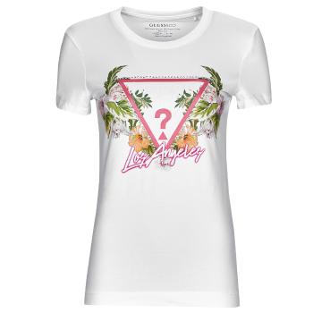 Guess  SS CN TRIANGLE FLOWERS TEE  Tričká s krátkym rukávom Biela