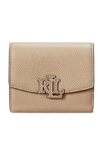 Kožená peňaženka Lauren Ralph Lauren dámska, béžová farba, 432966782