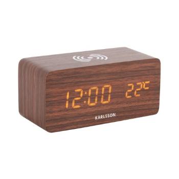 Karlsson 5933DW LED-es ébresztőóra/óra töltővel 15 cm, barna, barna