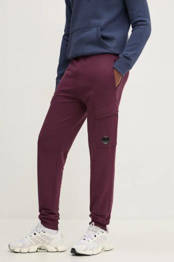 Bavlnené tepláky C.P. Company Diagonal Raised Fleece Cargo Sweatpants fialová farba, jednofarebné, 17CMSP017A005086W