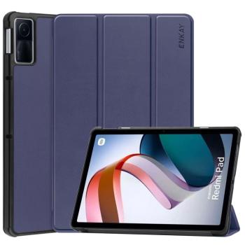 ENKAY LEATHER Zaklápací obal pre Xiaomi Redmi Pad tmavomodrý