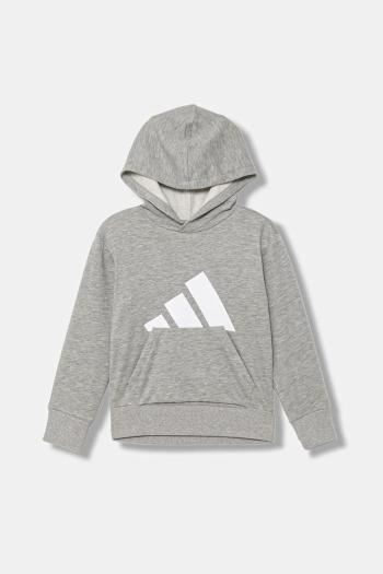 Detská mikina adidas šedá farba, s kapucňou, s potlačou, JV9900
