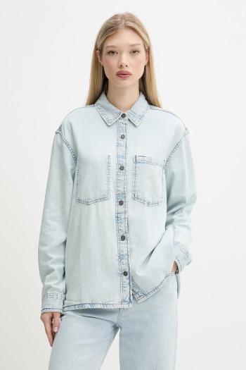 Rifľová košeľa Guess Jeans voľný strih, s klasickým golierom, W5GH0H D5M83