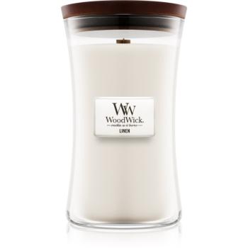 Woodwick Linen vonná sviečka s dreveným knotom 609.5 g