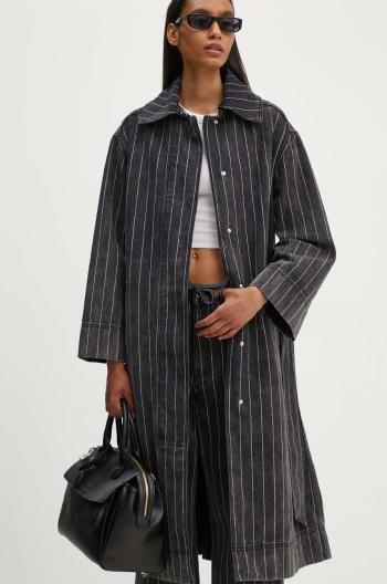 Rifľový kabát Day Birger et Mikkelsen Hobbes - Denim Stripes dámsky, čierna farba, prechodný, oversize, DAY65243251