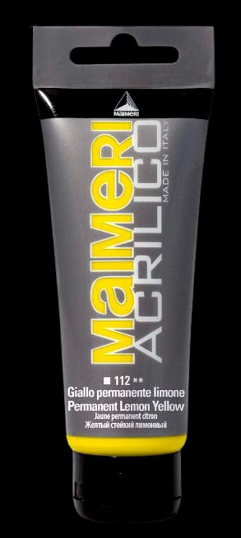 MAIMERI ACRILICO - Akrylové farby 112 - permanent yellow lemon, 0,2 L