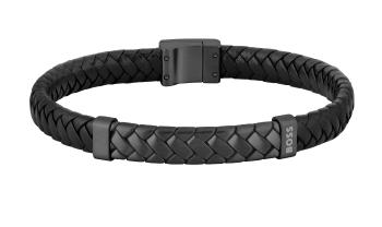 Hugo Boss Čierny kožený náramok pre mužov Tailored 1580676 19 cm