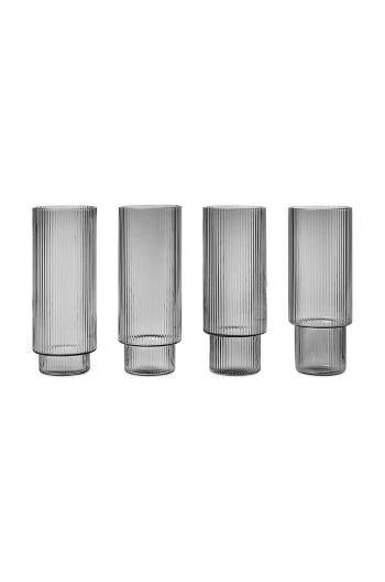 Sada pohárov na nápoje ferm LIVING Ripple Long Drink Glasses 4-pak