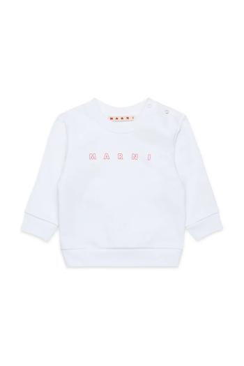 Bavlnená mikina pre bábätká Marni MS319B SWEAT-SHIRT biela farba, s potlačou, M01437