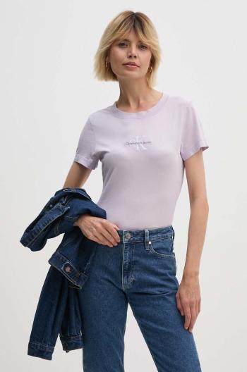 Bavlnené tričko Calvin Klein Jeans dámske, fialová farba, J20J223556