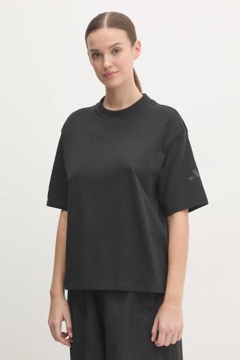Bavlnené tričko adidas Essentials dámske, čierna farba, JD3081