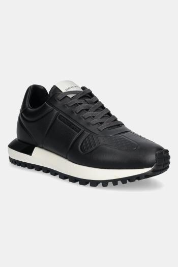 Kožené tenisky Emporio Armani pánske, čierna farba, X4X684 XR323 00002