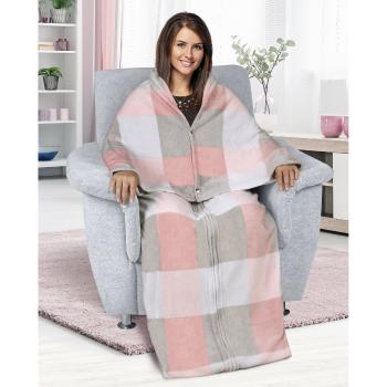 Pătură-sac TV Bellatex Korall Carouri roz, 150 x 200 cm, roz
