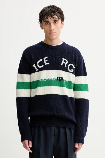 Vlnený sveter Iceberg tmavomodrá farba, A005 7077