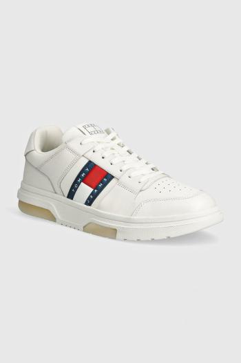 Kožené tenisky Tommy Jeans THE BROOKLYN LEATHER biela farba, EM0EM01429