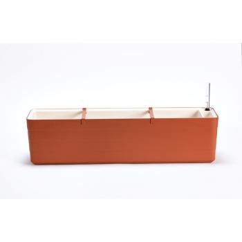 Jardinieră auto-irigare Plastia Berberis 80,  teracota + ecru, maro, 80 cm