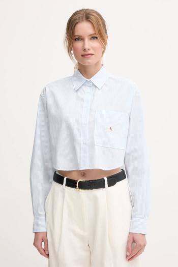 Bavlnená košeľa Calvin Klein Jeans dámska, voľný strih, s klasickým golierom, J20J225078