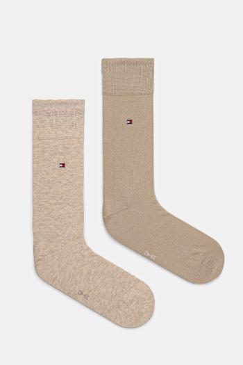 Ponožky Tommy Hilfiger 2-pak pánske, béžová farba, 371111137