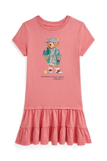 Šaty Polo Ralph Lauren ružová farba, midi, áčkový strih, 312971130001