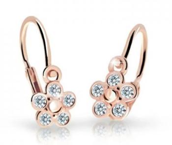 Cutie Jewellery Detské kvietkové náušnice z ružového zlata C2744-10-X-4 biela
