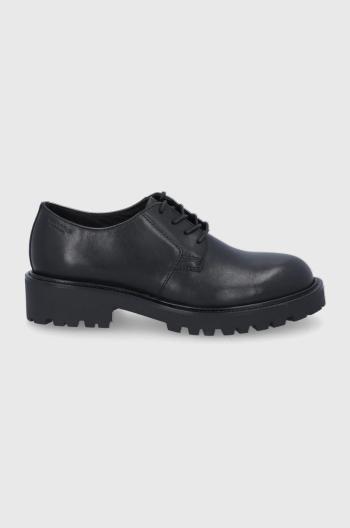 Kožené poltopánky Vagabond Shoemakers dámske, čierna farba, na plochom podpätku