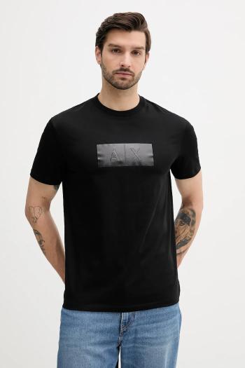 Bavlnené tričko Armani Exchange pánske, čierna farba, s nášivkou, XM000786 AF10364