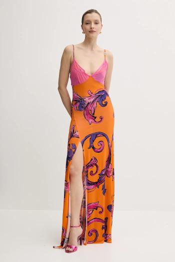 Šaty Versace Jeans Couture oranžová farba, maxi, rovný strih, 78HAO900 JS471