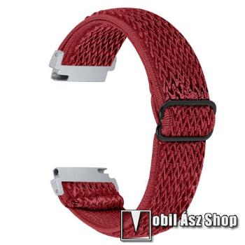 Okosóra szíj - fonott szövet, sztreccses, állítható - PIROS - 22mm széles - SAMSUNG Galaxy Watch 46mm / Watch GT2 46mm / Watch GT 2e / Galaxy Watch3 45mm / Honor MagicWatch 2 46mm