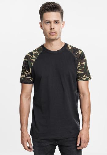 Urban Classics Raglan Contrast Tee blk/woodcamo - L