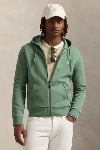 Mikina Polo Ralph Lauren zelená farba, s kapucňou, jednofarebná, 710881517
