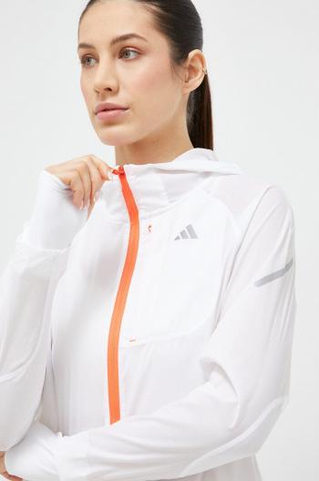 Vetrovka adidas Performance Fast biela farba, prechodná