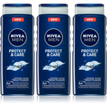 NIVEA MEN Protect & Care sprchový gél pre mužov výhodné balenie 3 x 500 ml