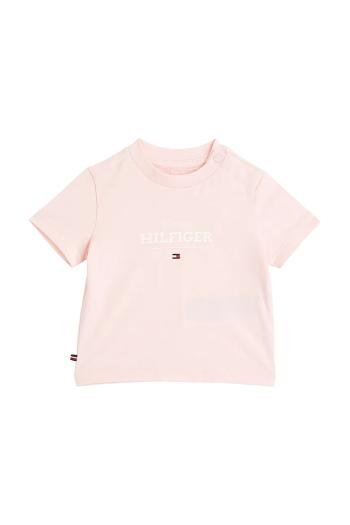 Tričko pre bábätko Tommy Hilfiger ružová farba, s potlačou, KN0KN02033