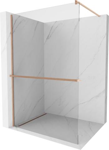 MEXEN/S - Kioto+ Sprchová zástena s poličkou WALK-IN 80 x 200 cm, transparent, meď kartáčovaná 800-080-121-65-00
