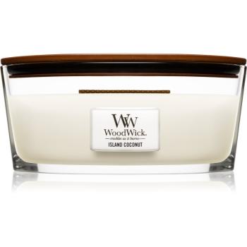 Woodwick Island Coconut vonná sviečka s dreveným knotom (hearthwick) 453 g