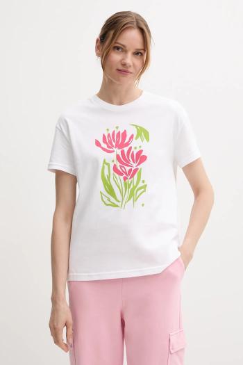 Bavlnené tričko United Colors of Benetton dámske, biela farba, 3BL0D10AK