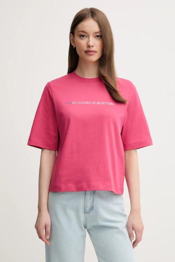 Bavlnené tričko United Colors of Benetton dámske, ružová farba, 3BL0D109D
