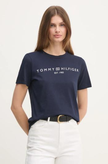 Bavlnené tričko Tommy Hilfiger dámske, tmavomodrá farba, WW0WW40276