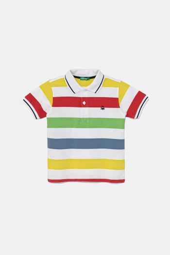 Detská bavlnená polokošeľa United Colors of Benetton biela farba, vzorovaný, 39QAG300V