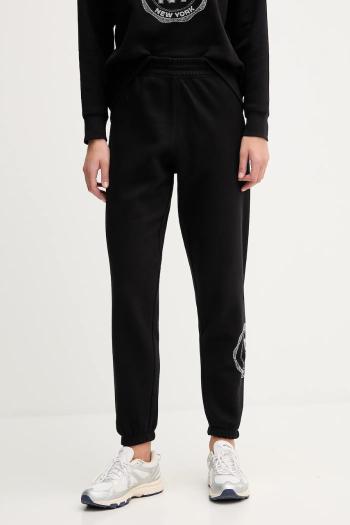 Tepláky Dkny čierna farba, s nášivkou, DP5P3667