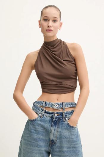 Blúzka Rick Owens Lilies dámska, hnedá farba, jednofarebná, LI02D5121RV