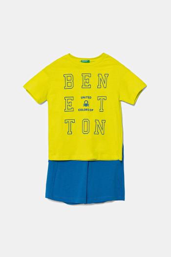 Detská bavlnená súprava United Colors of Benetton zelená farba, 3096CK00D