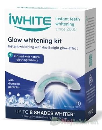 iWHITE GLOW Sada na bielenie zubov aplikátory s prírodnými prísadami a diamantovými časticami 10 ks