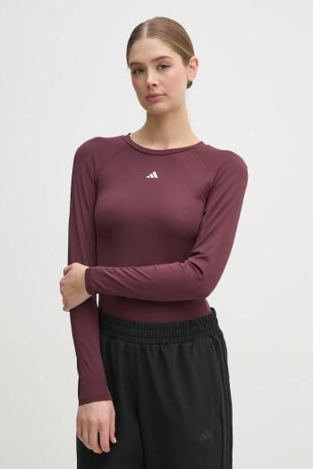 Tréningové tričko s dlhým rukávom adidas Performance Techfit bordová farba, JC9966