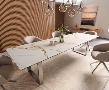 Jedálenský stôl Edge 300x100 keramický Calacatta Luxe bielo-zlato-šedý