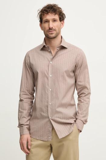 United Colors of Benetton pamut ing férfi, olasz galléros, bézs, slim, 51E8UQ04D