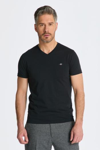 PÓLÓ GANT SLIM SHIELD V-NECK T-SHIRT BLACK