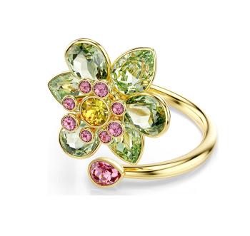 Swarovski Pozlátený kvetinový prsteň s krištáľmi Idyllia 5720297 55 mm