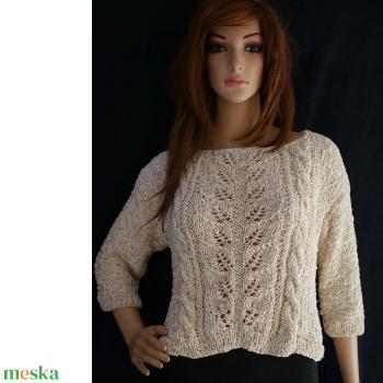 DÁMA - exkluzív kézzel kötött pamut-selyem pulóver