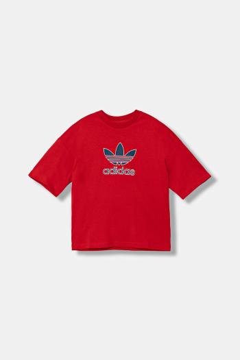 Detské bavlnené tričko adidas Originals červená farba, s potlačou, JV8556
